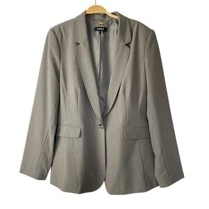 DKNY One Button Blazer Jacket Women Size 14 Gray Preppy Quiet Luxury Career